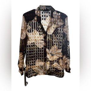 Vintage Hot Stuff Button Down Sheer Collared Shirt Size M